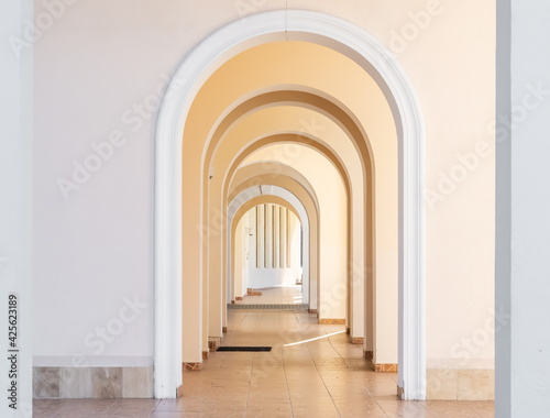 Arched Walkway without people. architecture interior.