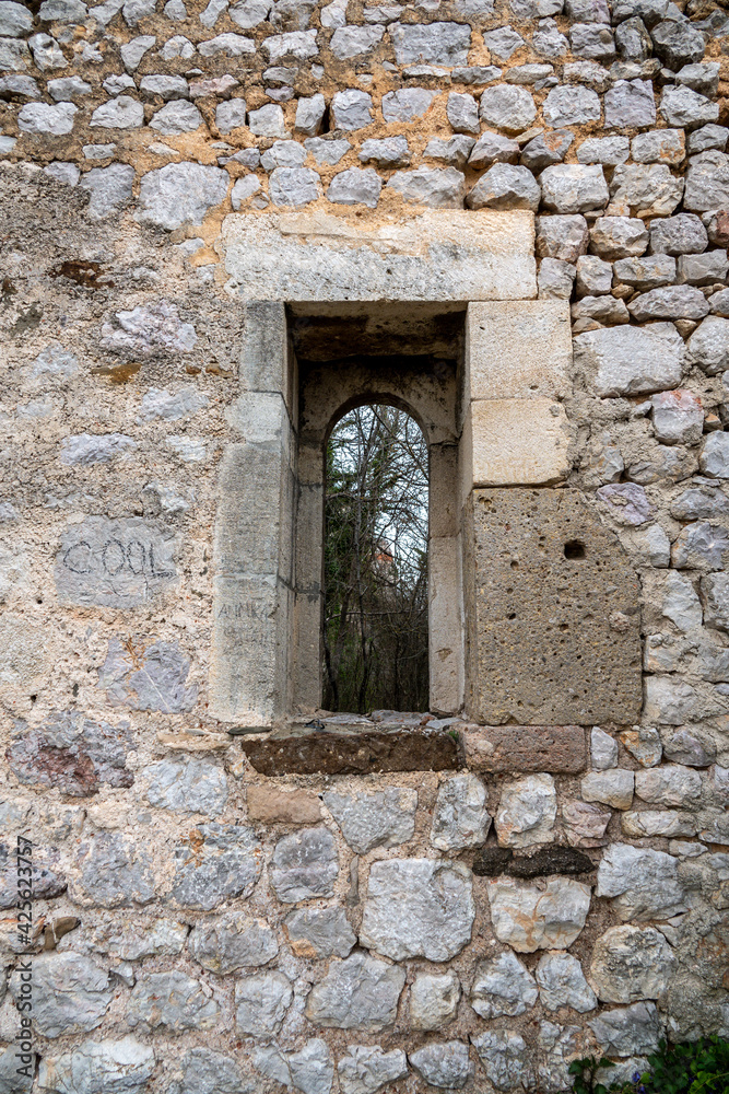 an old castle ruin on the mountain