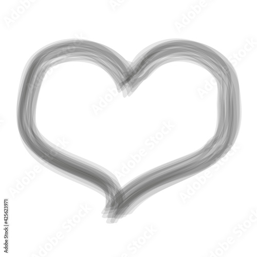 Minimal heart drawing on white with blurred effect.
