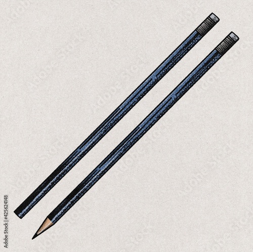 Items for study and office: pencils. In vintage style. Textured illustration. Halftones. Use for posters, invitations, banners, school illustrations, office decoration