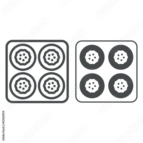Julien in a bun line and solid icon, french food concept, julien bun dish vector sign on white background, cookies outline style for mobile concept and web design. Vector graphics.