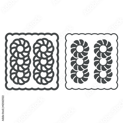 Cannele line and solid icon, french food concept, Canele dessert vector sign on white background, french bicuits outline style for mobile concept and web design. Vector graphics.