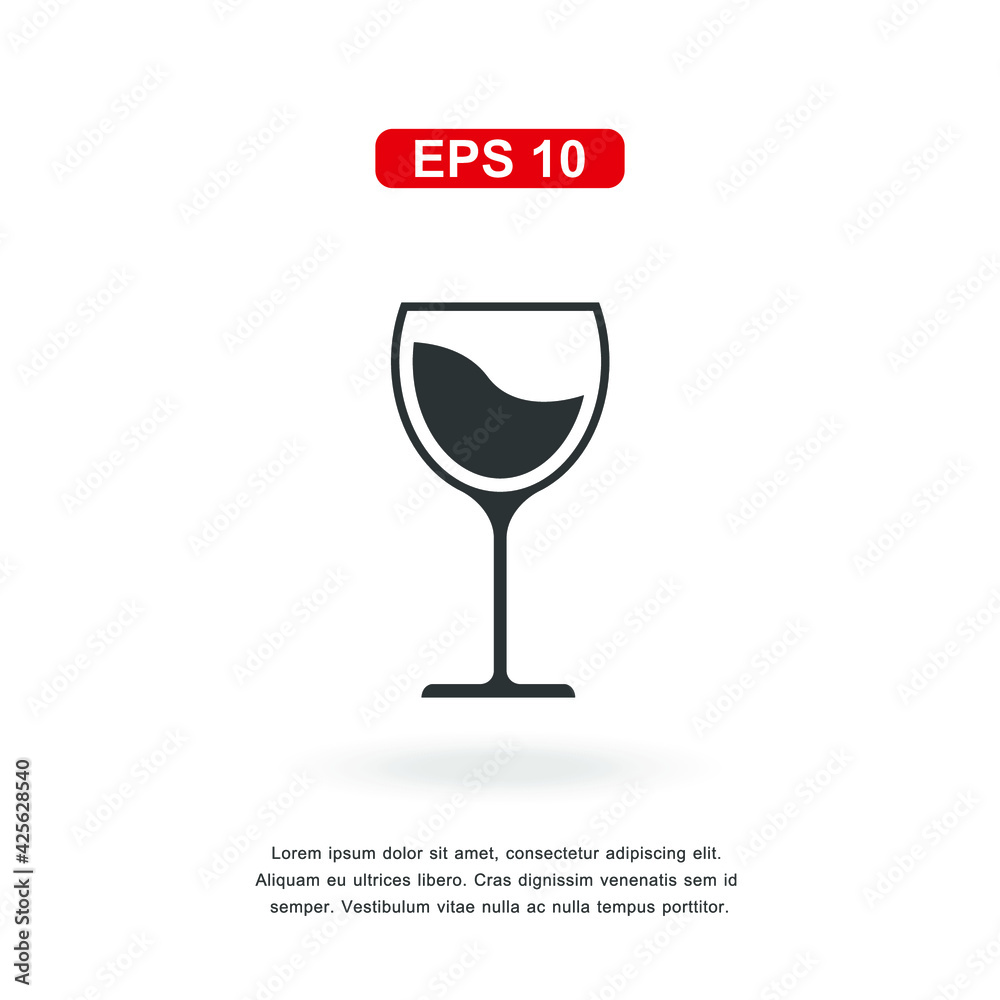 web icon wine glass sign isolated on white background. Simple vector illustration.