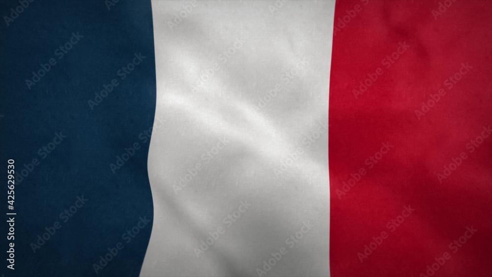 National flag of France blowing in the wind. 3d rendering