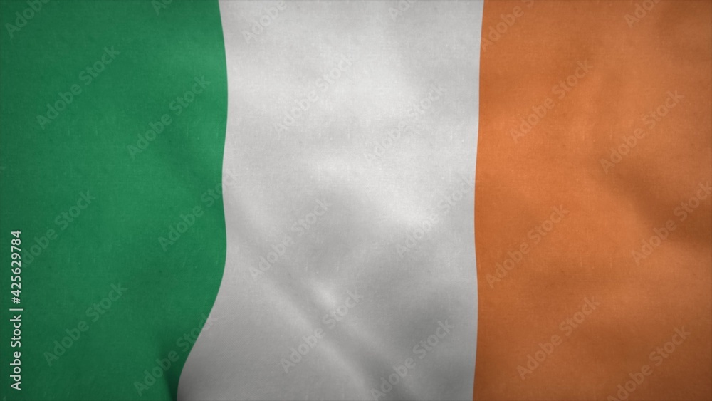 National flag of Ireland blowing in the wind. 3d rendering National flag of Ireland blowing in the wind. 3d rendering