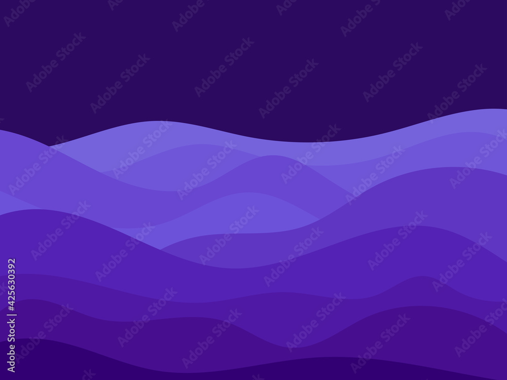 Fototapeta premium Night wavy landscape in a minimalist style. Boho typographic decor for prints, posters and interior designs. Mid-century modern decor. Vector illustration