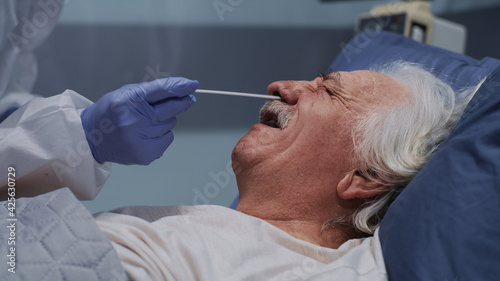 Aged patient screaming during coronavirus test