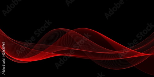 Abstract red waves background. Template design 