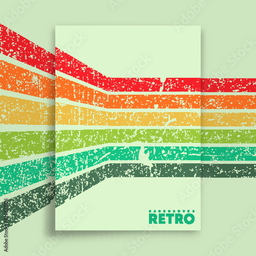 Retro design poster with vintage grunge texture and colorful stripes. Vector illustration
