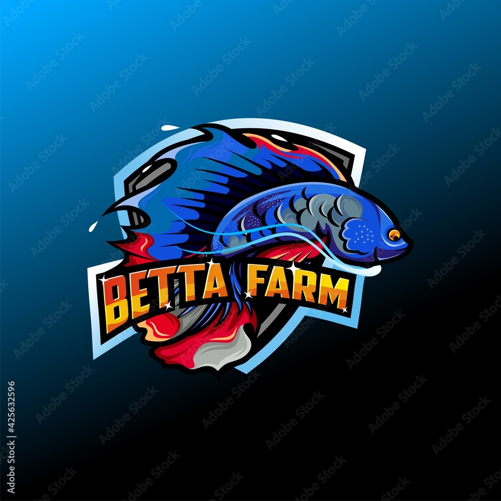 Betta Fish mascot logo and illustration