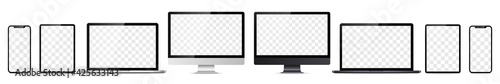 Device screen set - laptop smartphone tablet computer monitor. Vector