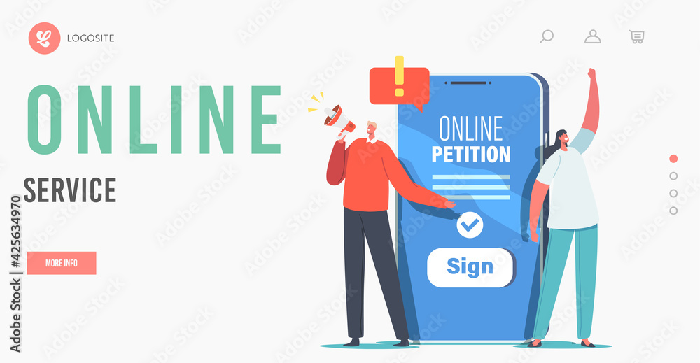 Document Signing Online Service Landing Page Template. Collective Public Appeal. Tiny Characters near Huge Smartphone Document Signing Online Service Landing Page Template. Collective Public Appeal. Tiny Characters near Huge Smartphone