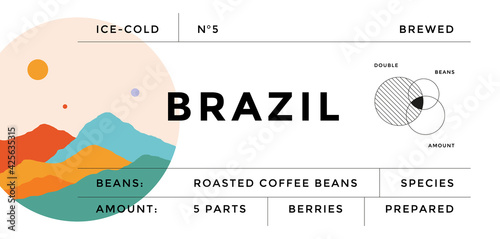 Label, minimalistic style. Graphic and typography design