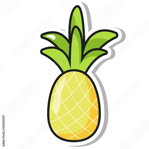 ripe pineapple in pop art style sticker