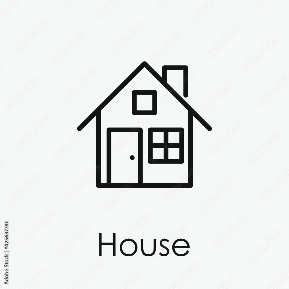 Fototapeta premium House vector icon. Editable stroke. Linear style sign for use on web design and mobile apps, logo. Symbol illustration. Pixel vector graphics - Vector