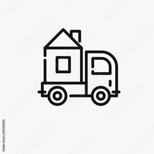 Truck vector icon. Editable stroke. Linear style sign for use on web design and mobile apps, logo. Symbol illustration. Pixel vector graphics - Vector