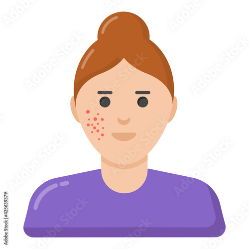 
Famneal acne skin icon, flat design of pimples 

