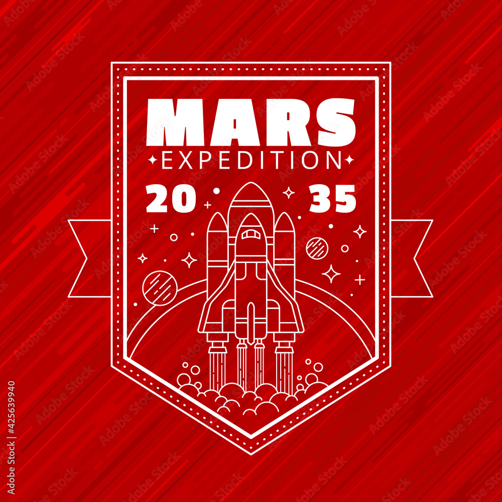 Insignia expedición a Marte en estilo de línea