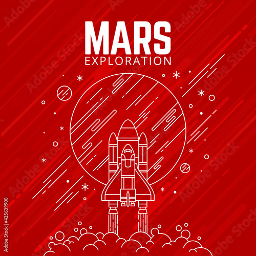 Arte conceptual, exploración a Marte en estilo de línea