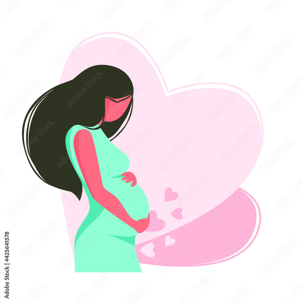 Pregnant woman with big belly. Vector illustration. Pregnant woman with big belly. Vector illustration.