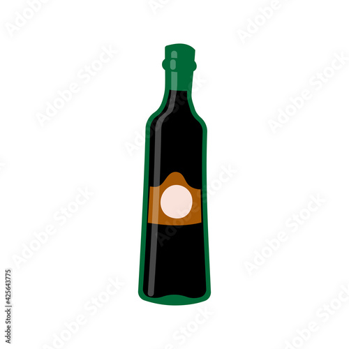 Vector illustration of olive oil bottle on white isolated background
