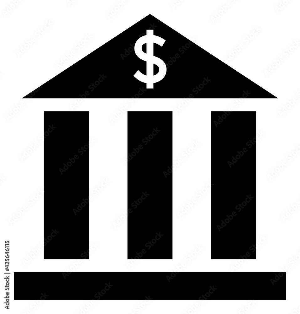 Dollar bank icon with flat style. Isolated raster dollar bank icon image on a white background. Dollar bank icon with flat style. Isolated raster dollar bank icon image on a white background.