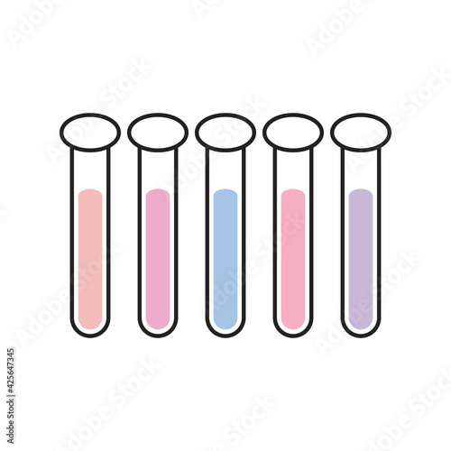 Test tube outline icons. Vector illustration on white background . 