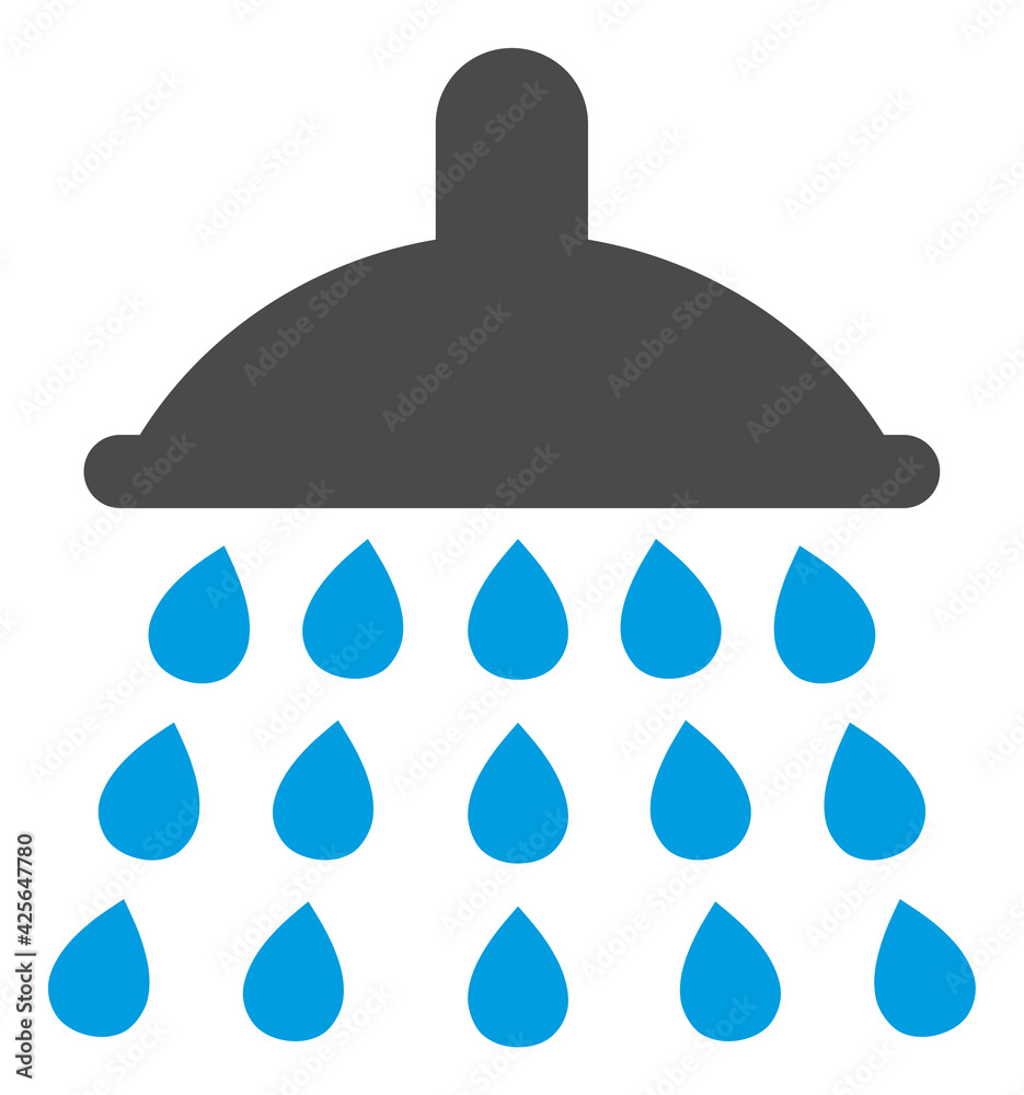 Shower icon with flat style. Isolated raster shower icon image on a white background. Shower icon with flat style. Isolated raster shower icon image on a white background.