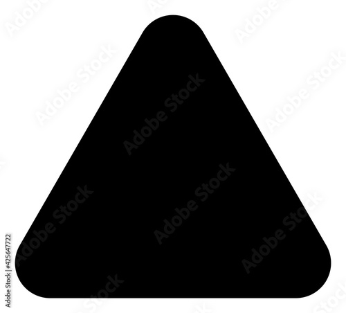 Rounded triangle icon with flat style. Isolated raster rounded triangle icon image on a white background.