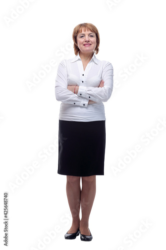 Portrait of mature elegant woman isolated on white background