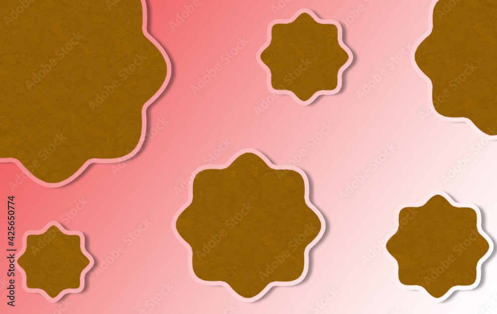 cookie shapes with pink icing border over a pink gradient holiday background