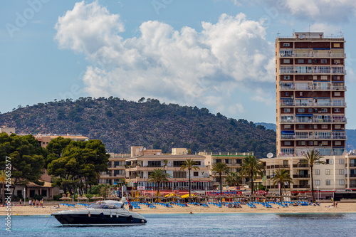 Magaluf panoramic view of the beach with hotels, majorca, spain photo