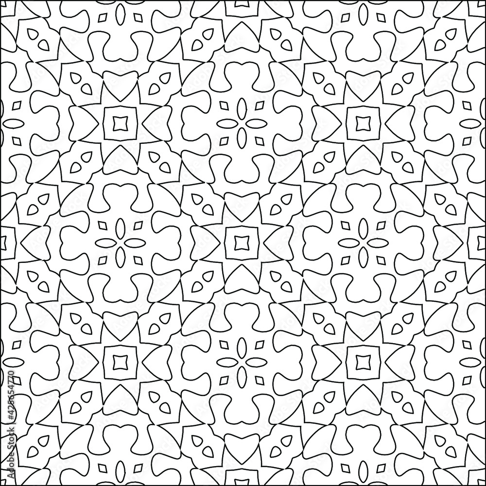  Geometric vector pattern with triangular elements. Seamless abstract ornament for wallpapers and backgrounds. Black and white colors. 