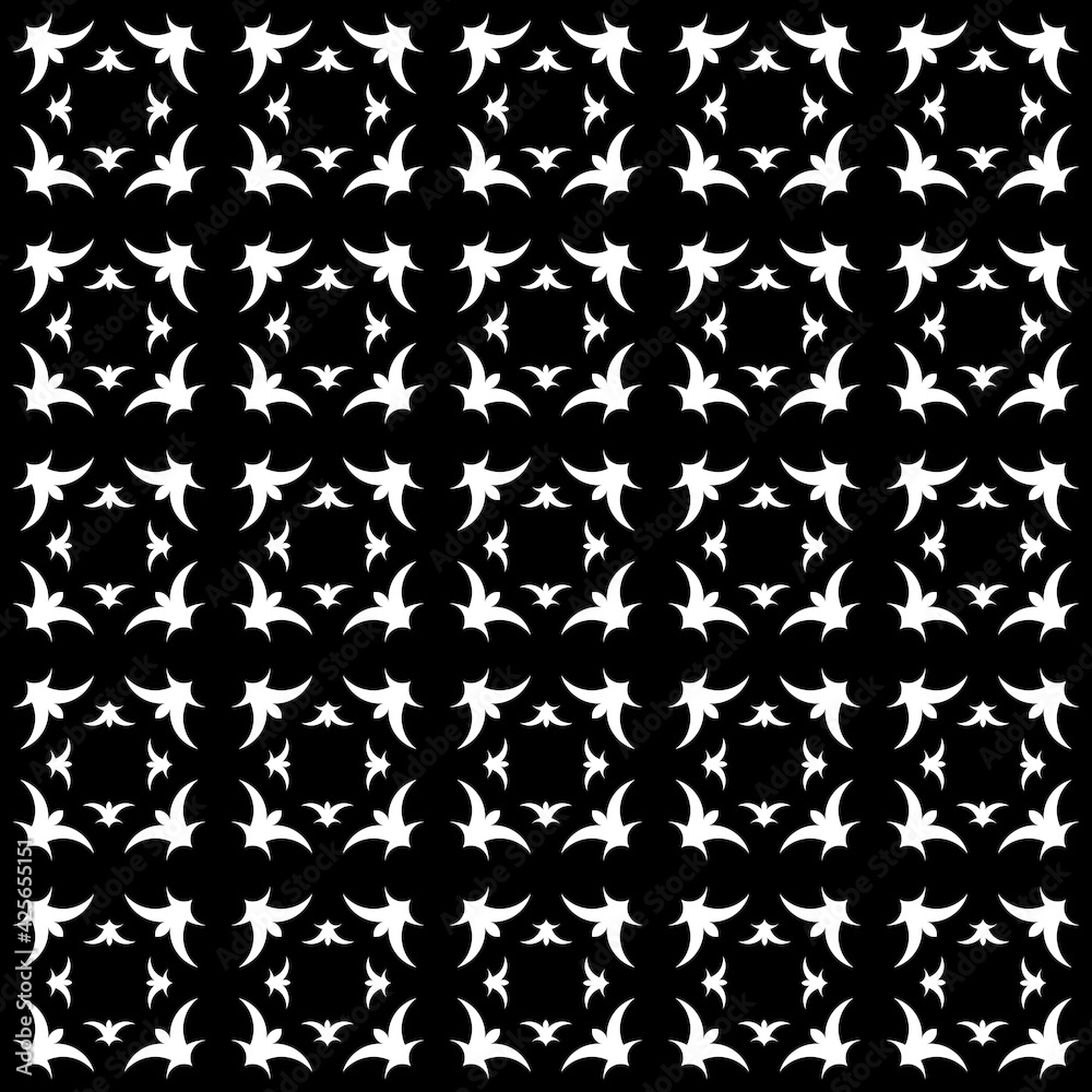 Abstract of diagonal tiles pattern. Design damask style white on black background. Design print for illustration, texture, wallpaper, background.
