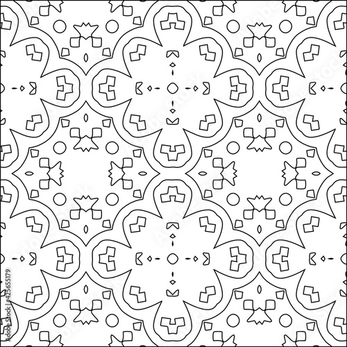  Geometric vector pattern with triangular elements. Seamless abstract ornament for wallpapers and backgrounds. Black and white colors. 