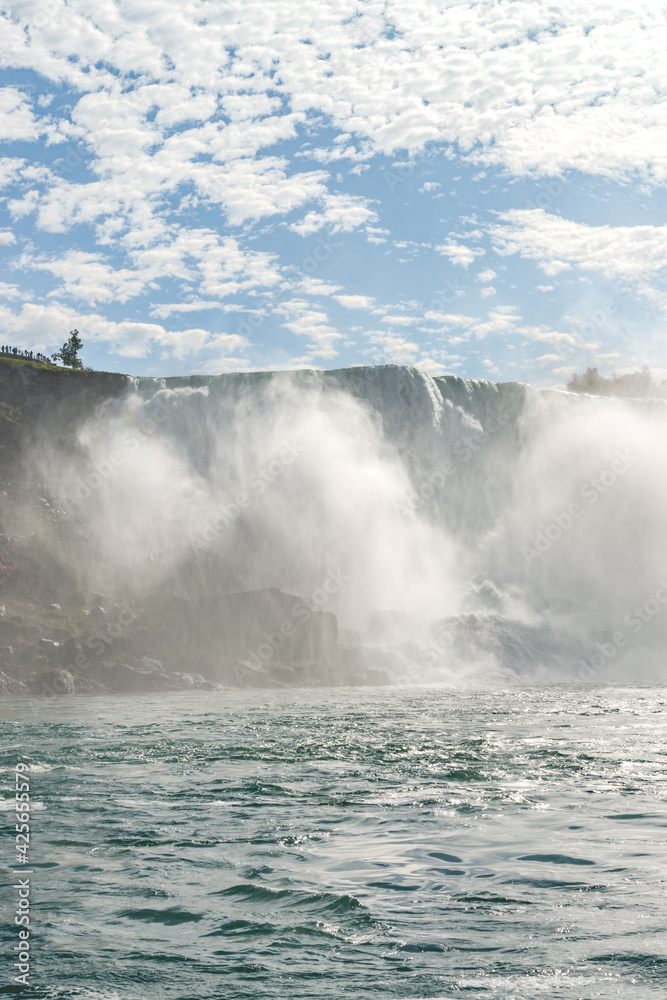 Shining cloud above the American Falls, a part of Niagara Falls,