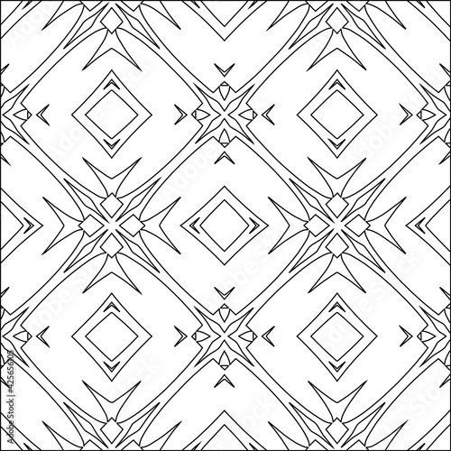 Geometric vector pattern with triangular elements. Seamless abstract ornament for wallpapers and backgrounds. Black and white colors. 