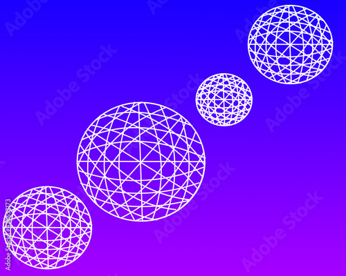 3D Spherical Line Drawing Planets Vector 