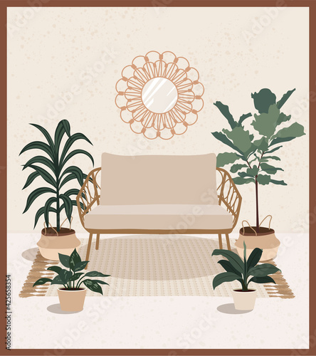 Boho Chair With Indoor Plants