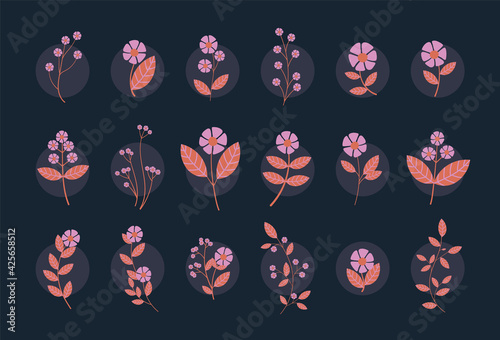 Pink Retro Flower Set