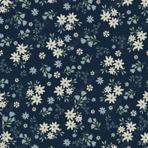 Seamless Blue and White Flower Pattern