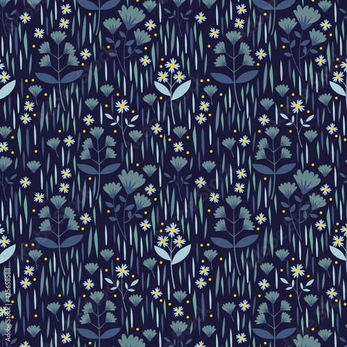 Seamless Blue Floral Pattern