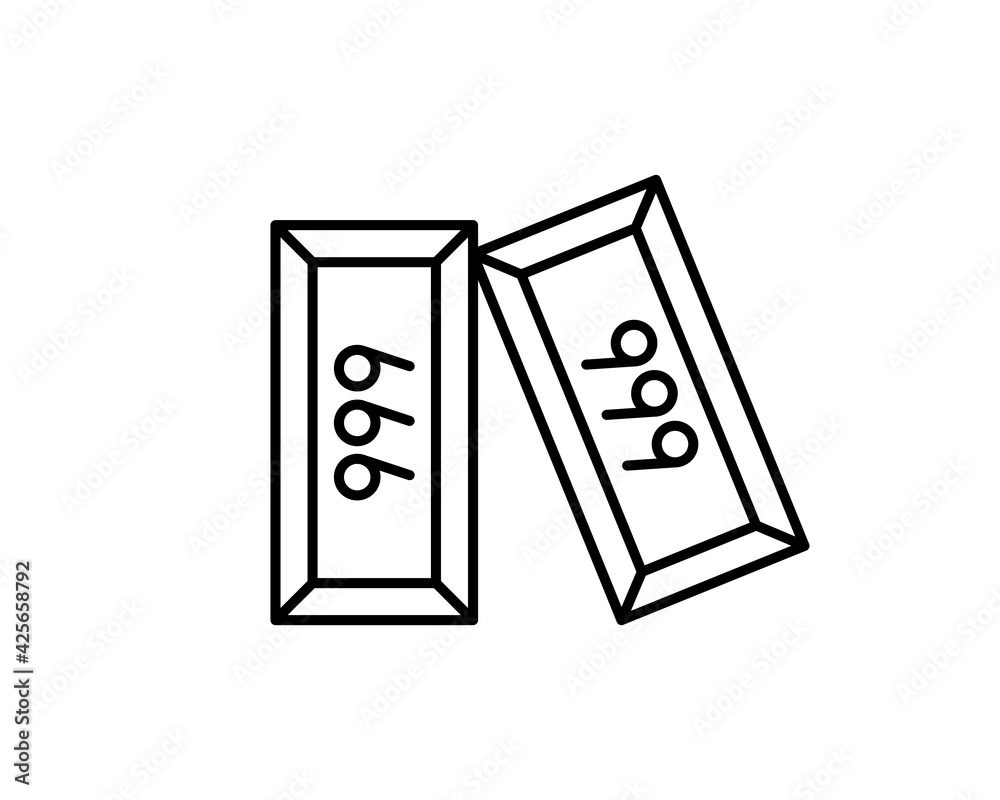 Business Trading Finance Trade Outlined Line Vector Icon Illustration Gold golden silver bar