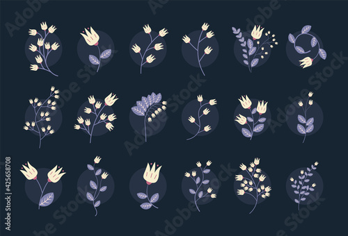 White And Purple Flower Set