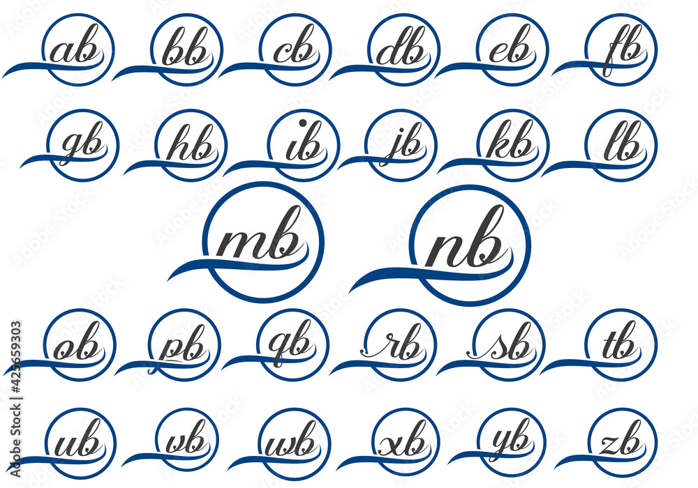 Fototapeta premium Initial monogram glyphs letter in a circle. Logo design vector template.