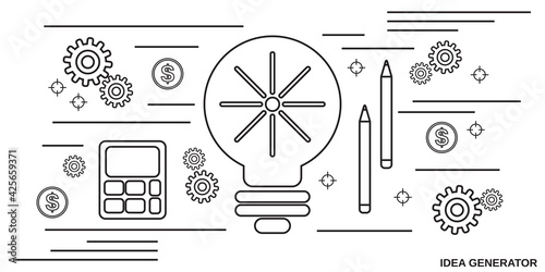 New idea generator thin line art style vector concept illustration