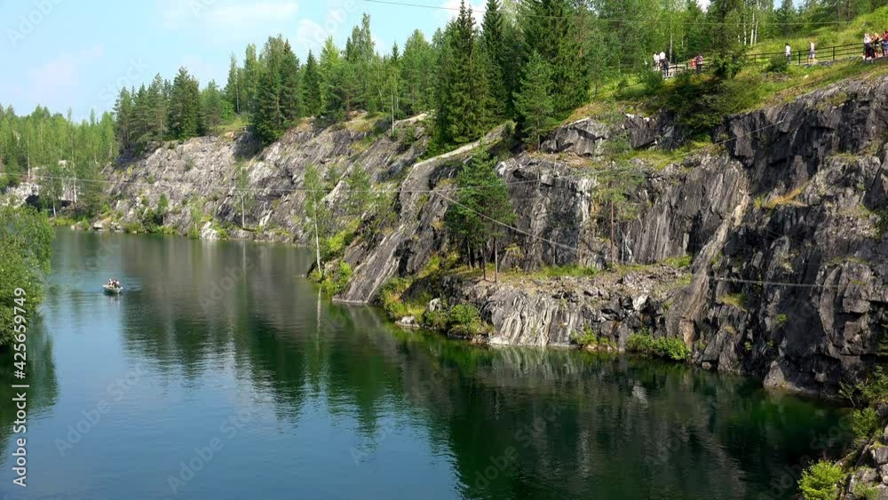 Landscape Marble Canyon. Ruskeala. Karelia. 4K. Landscape Marble Canyon. Ruskeala. Karelia. 4K.