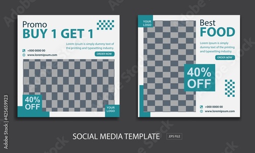 restaurant and food template, for promotion, Suitable for social media post and web internet ads. Vector illustration with photo college