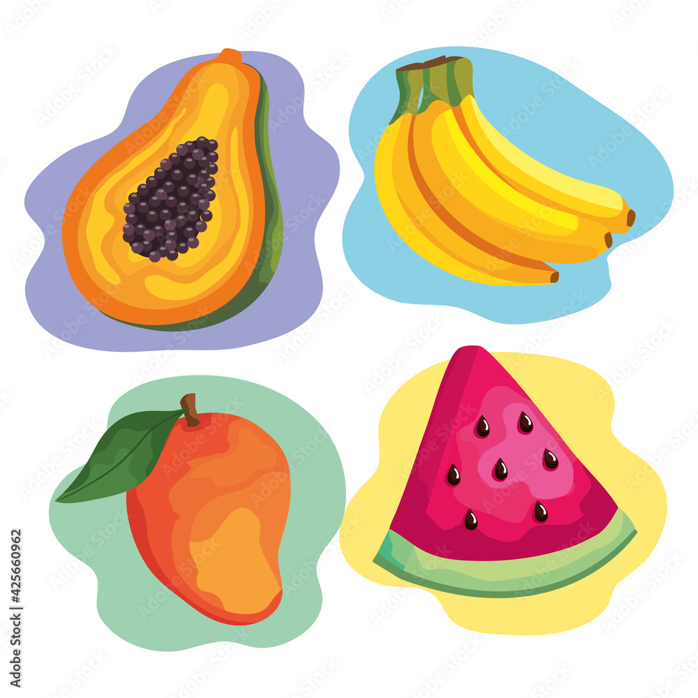 four tropical fruits four tropical fruits