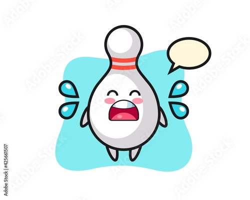 bowling pin cartoon illustration with crying gesture